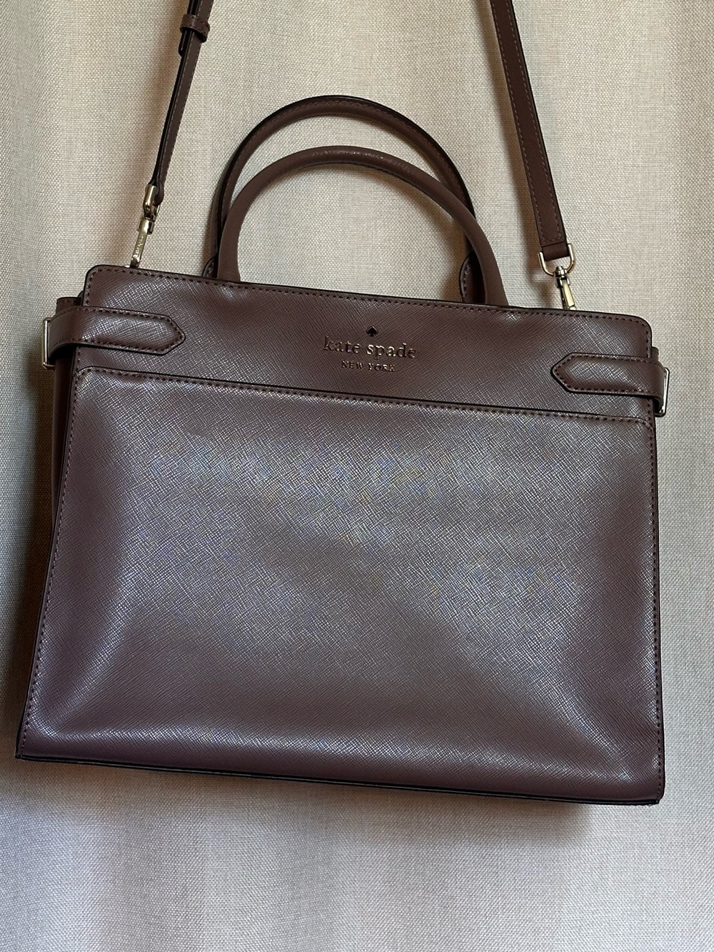 NWOT kate spade Taupe Saffiano Leather Satchel with Crossbody Strap